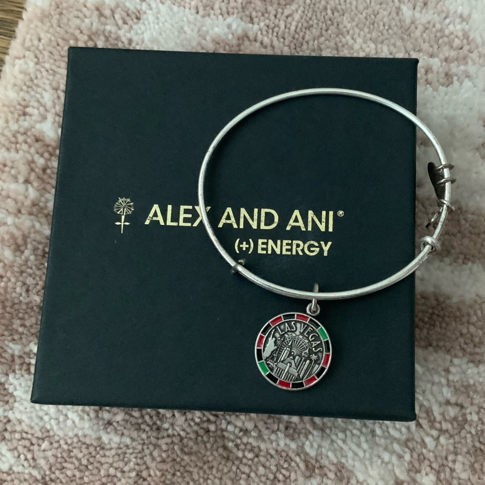 ALEX AND ANI Silver WEAR FOR MEMORIES LAS VEGAS Expandable Wire Bracelet
